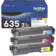 Brother Genuine TN635C, TN635M, TN635Y Standard Yield Cyan/Magenta/Yellow Toner