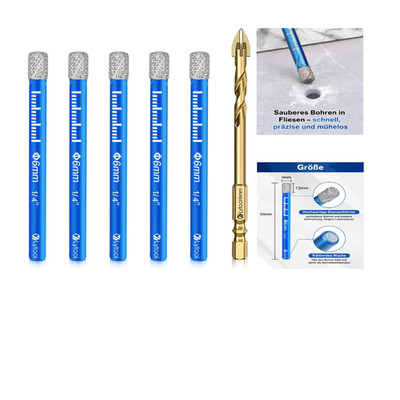 Lytool Fliesenbohrer 5tlg 6mm Diamantbohrer Set Glas Ker