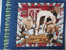 Springs Ind Christmas "Barnyard Animals" Cotton Fabric Panel 15.75"x15.75"