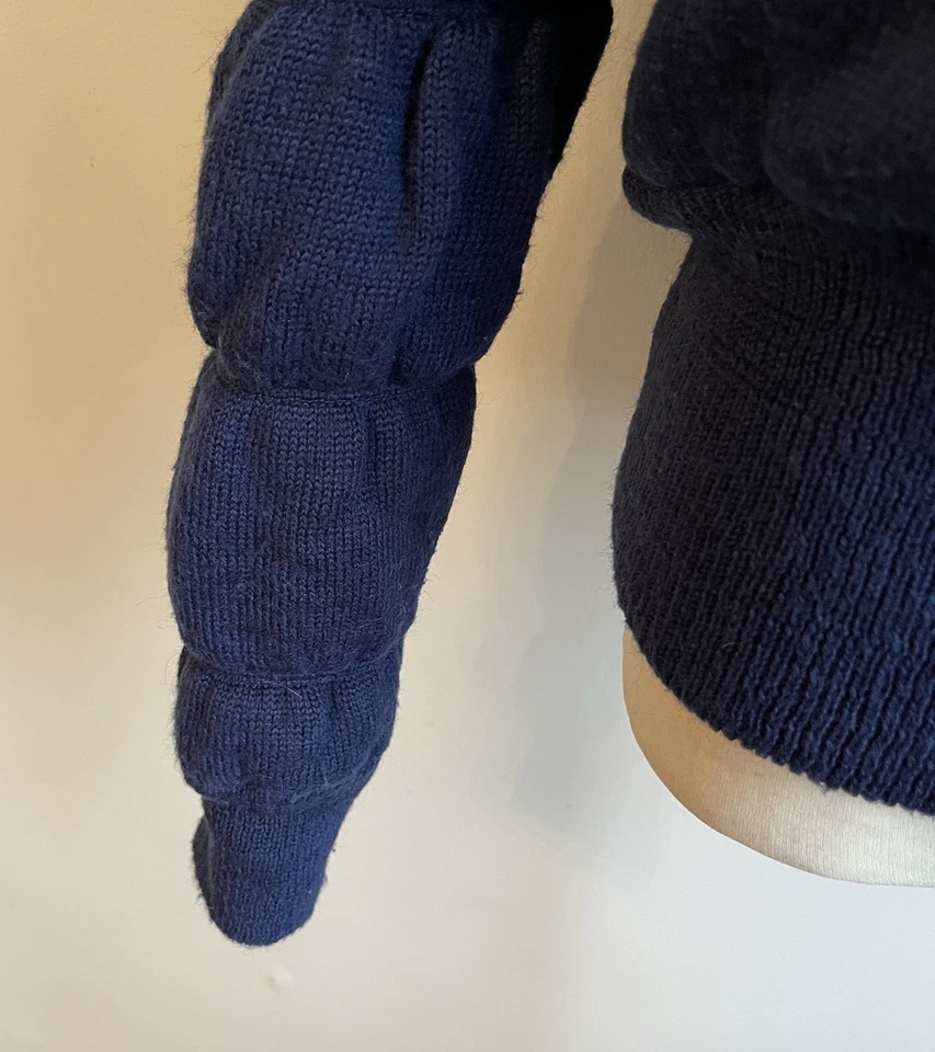 阿迪达斯Originals女式羊毛混纺针织夹克连帽连帽衫海军蓝保暖小号 — 第 3/4 张图片