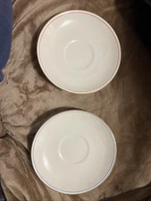 Homer Laughlin China Stamped Saucer Blue Red Stripe Plate