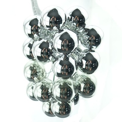 Kaemingk Mini-Weihnachtskugeln Silber am Draht glänzend Ø 2,5 cm - Glas -12 Stk.