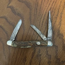 Vintage Keen Kutter 3 Blade Bone Handle 4in Folding Pocket Knife Pre-Owned.