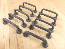10 BLACK BARN DOOR HANDLES DRAWER CABINET HARDWARE CAST IRON *PAINT SCRAPS*