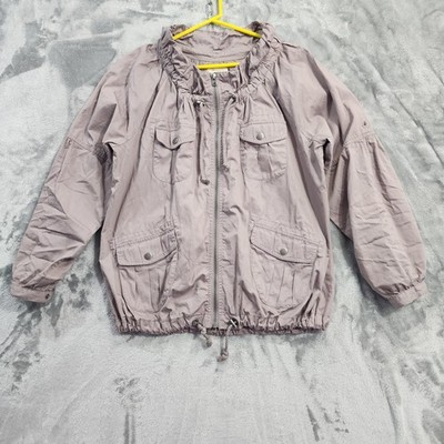 Relativity Jacket Womens 1X Purple Anorak Zip Pockets Drawstring Hem Lightweight