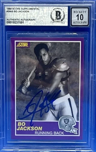 1989 Bo Jackson Autographed Score Supplemental Card #384S Beckett BAS 10 Auto