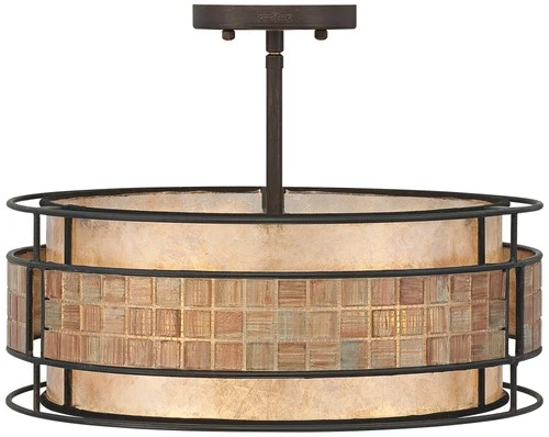 Quoizel Laguna 16" Wide Renaissance Copper Glass Shade Ceiling Light - Picture 6 of 7