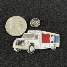 Vintage Pepsi Cola Delivery Truck White Red Blue Enamel Pin Pinback #51004