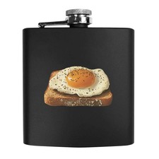 6oz (170ml) 'Perfect Sunny Side Up Egg on Toast' Pocket Hip Flask (HP00044952)