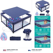 Foldable Baby Playpen for Babies and Toddlers, 50x50 Inch Portable Play Yard,...