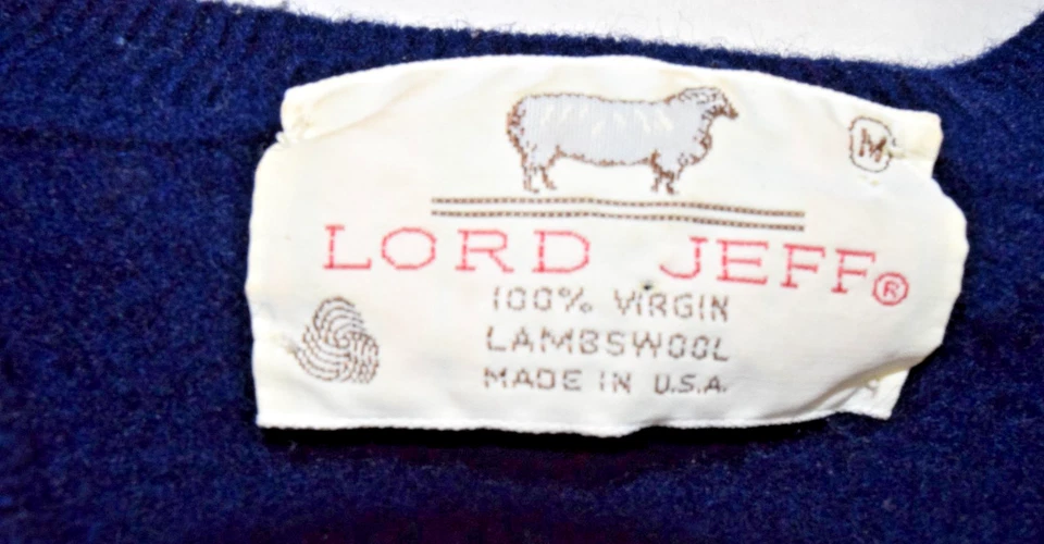 Vintage Sweater Vest Lord Jeff Size M 70s Navy Blue Virgin Lambswool USA Grunge - Image 3 of 4