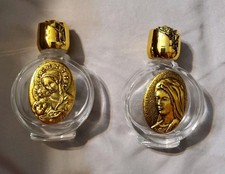 Lot of 2 - Holy Water Jesus Glass Bottle Religious Bottle Christian Bottle