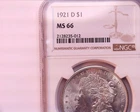 1921-D NGC MS66 Morgan Silver Dollar, Very Nice!!
