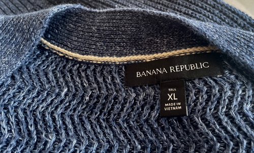 BANANA REPUBLIC HOMBRES Brady Lino Algodón Cárdigan Suéter XLT XL ALTO $150 Pacífico - Imagen 11 de 11