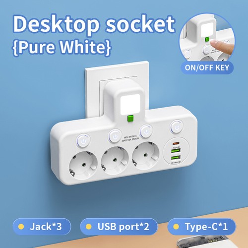 Enchufe de la UE enchufe múltiple regleta de enchufes adaptador con USB NUEVO - Imagen 11 de 13