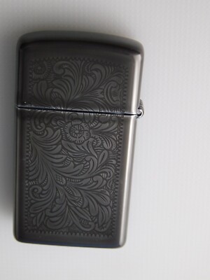 ZIPPO LIGHTER GUN METAL GREY VENETIAN SLIM NIAGARA FALLS CANADA