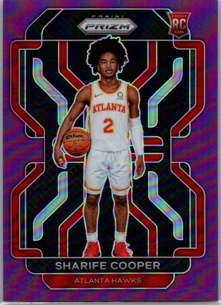 2021-22 Panini Prizm /99 Purple Prizm #280 Sharife Cooper (RC) Hawks