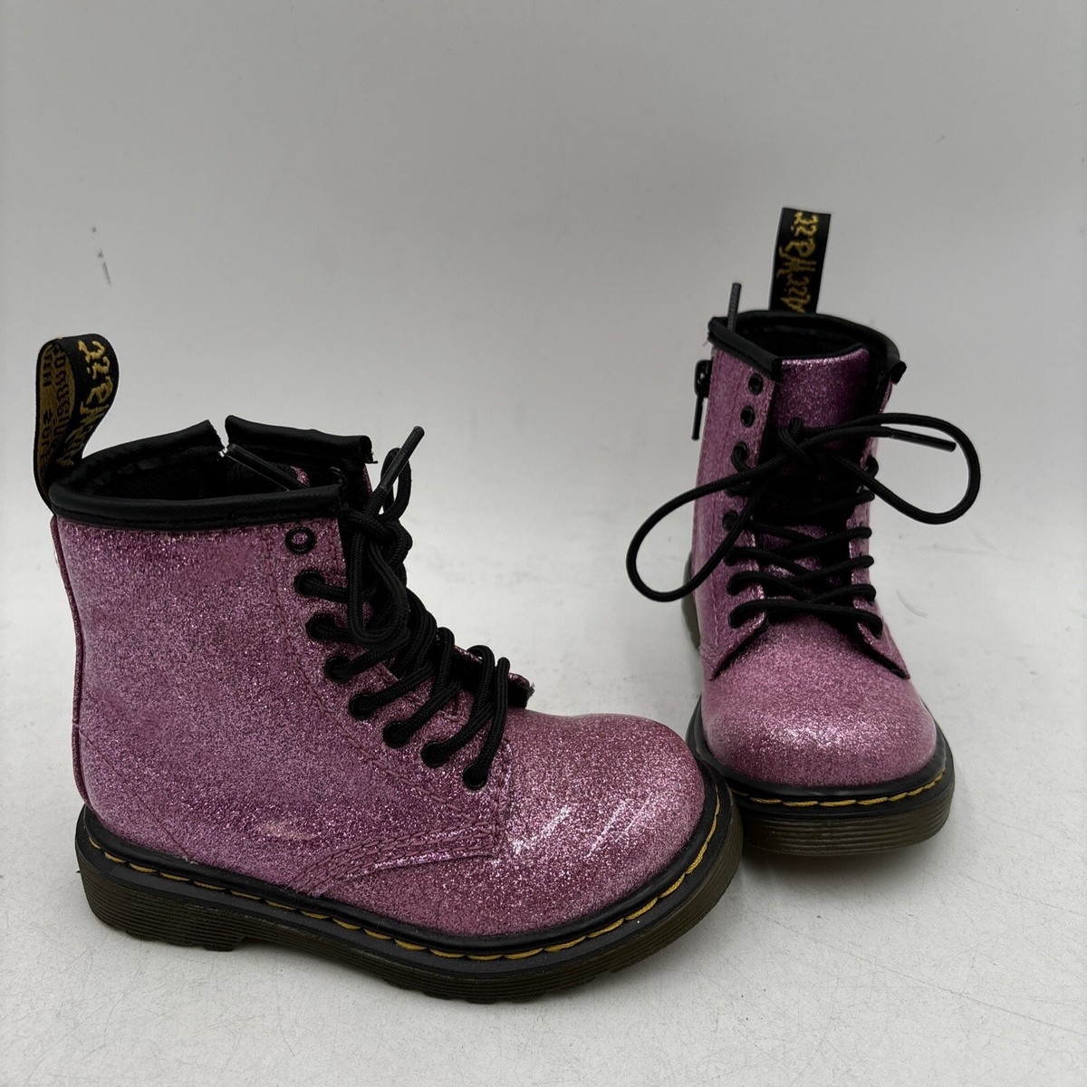 Pink Dr Martens Infant Size Martens 1460 T Pink Glitter Round Toe - Main Image