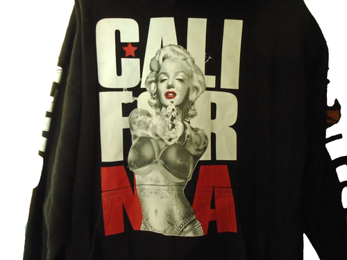 CALIFORNIA REPUBLIC MARILYN MONROE BLACK HOODIE SWEATSHIRT TOP MENS SIZE XL - Picture 3 of 12