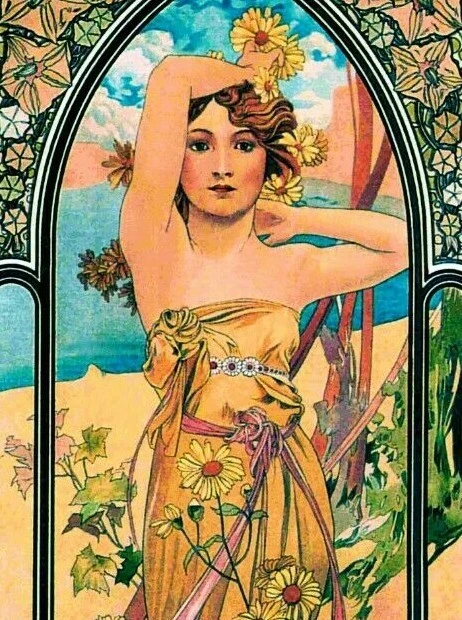 Brillo del día 1899 Tiempos del día impresión de póster vintage Art Nouveau Mucha Foto 2 de 4
