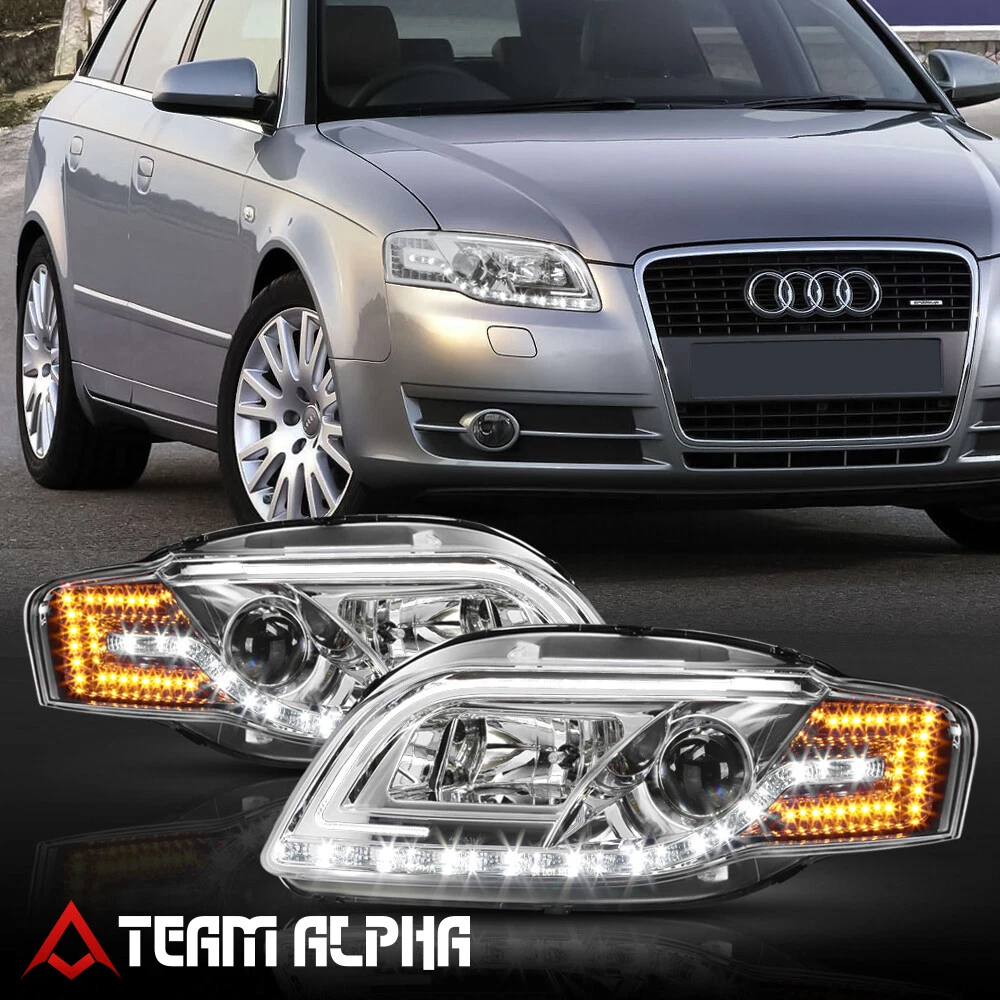 Fits 2005 2008 Audi S4 A4 B7 LED DRL SIGNAL Chrome Clear