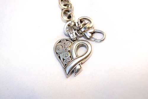 Brighton Power of Pink Ribbon Heart Charm Breast Cancer Bracelet - Picture 3 of 3
