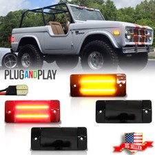 4x Smoke Front Amber Rear Red Led Front Side Marker Lights For 70-77 Ford Bronco 4x Smoke Front Amber Rear Red Led Front Side Marker Lights For 70-77 Ford Bronco