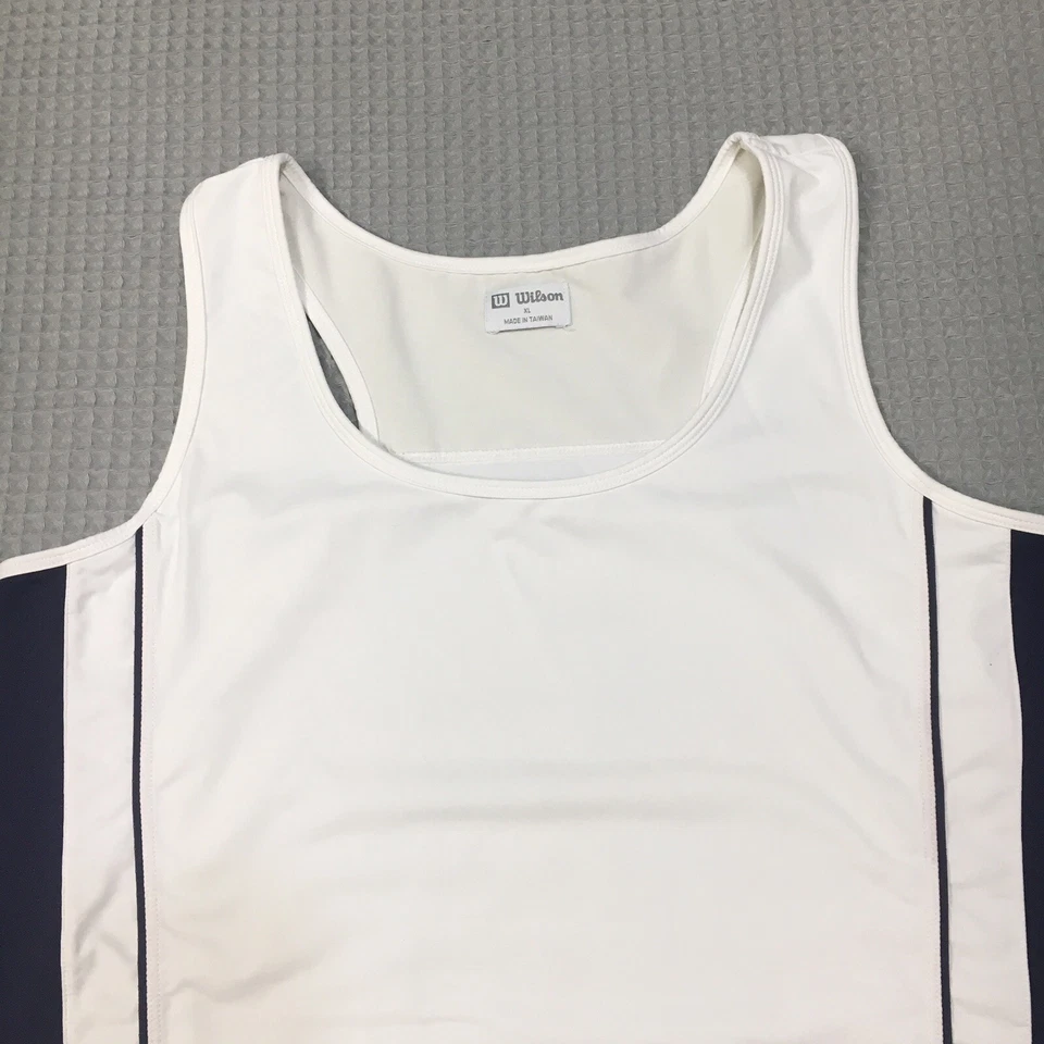 Tênis retrô vintage anos 90 Wilson regata feminina XL listra azul branca sem mangas - Imagem 2 de 4