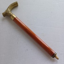Vintage Brass Handle Walking Stick Cane and one section Victorian Design
