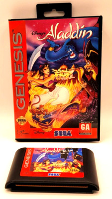 Disney's Aladdin Sega Genesis 1993 Game Case & Cartridge - Authentic Tested.