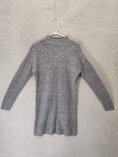Loft Women Dress Small Gray Heathered Cotton Blend Long Sleeve Knit Sweater