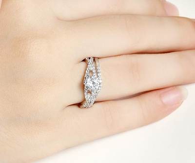 2pc Round Cut 925 Sterling Silver Stack-able Half Eternity Wedding Band CZ Engagement Ring Guard