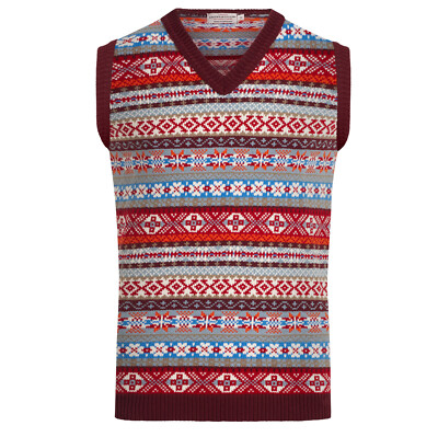Mens Vintage style 1930's 40's WW2 Wartime Fair isle knit Tank Top