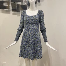 Topshop Ditsy Floral Print Long Sleeve Fit & Flare Mini Dress Size US 6 NWT