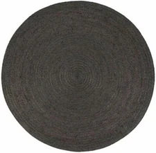 Black Rug Jute Natural Handmade Floors Natural Round Feet Area Carpet Modern Rug