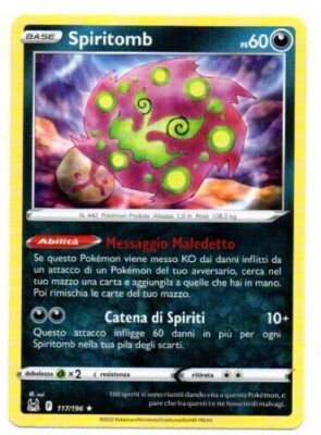 SPIRITOMB 117/196 Rare - ITA MINT - Pokemon Schwert & Schild VERLORENER URSPRUNG