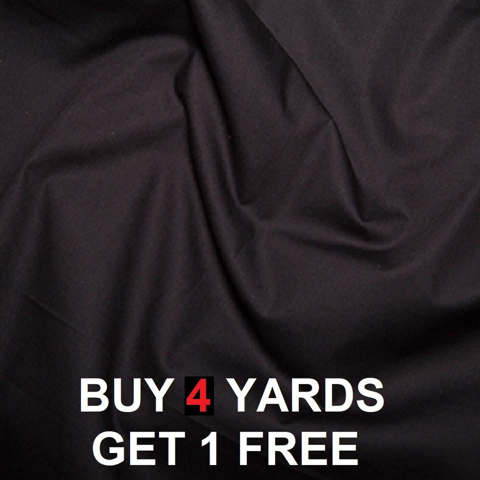 Material de tela artesanal de popelina 100 % algodón teñido negro liso premium