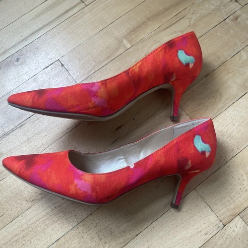 UNISA ‘Calley2’ Pointed Toe red abstract Womens kitten heels Size 8 M - 第 1/9 張圖片