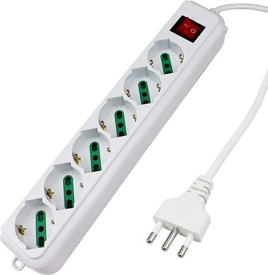 Extrastar Mehrfachsteckdose Pantoffel Elektrische Mit 6 Steckdosen Uni- Ita 10/