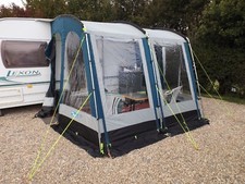 Kampa Rally 260 Caravan Awning - Blue and Grey.  Small pack on roof.
