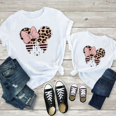Leopard Minnie Mouse Print Family Matching Outfits Disney White - Main Image
