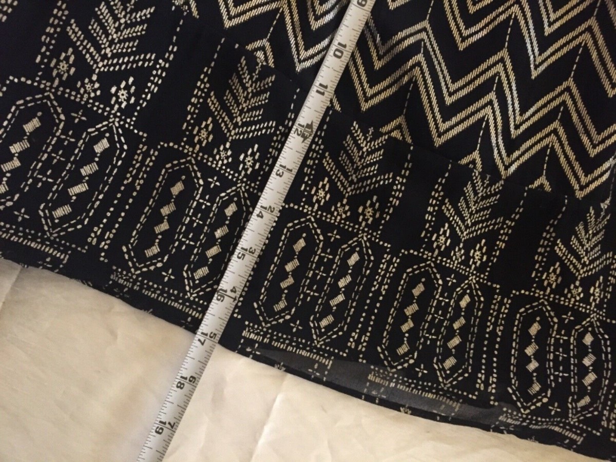 Free People Black and Gold PRINT dress size large | eBay