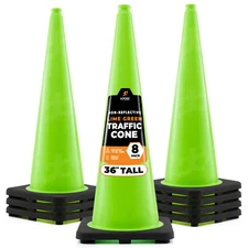 36” Lime Green Traffic Cone - 8 Pack - Xpose Safety