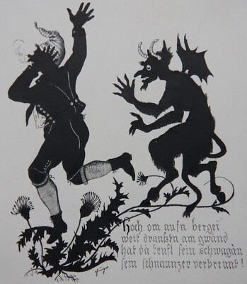 Ink Painting Silhouette 1882 Silhouette Austria Hugo Müller Original