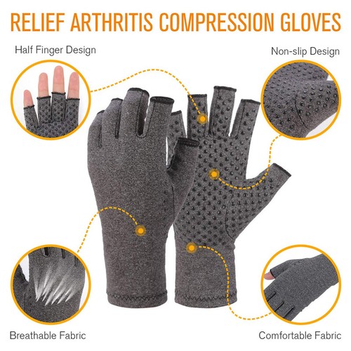 Guantes de compresión de cobre túnel carpiano artritis aparato ortopédico terapéutico alivio del dolor - Imagen 7 de 14