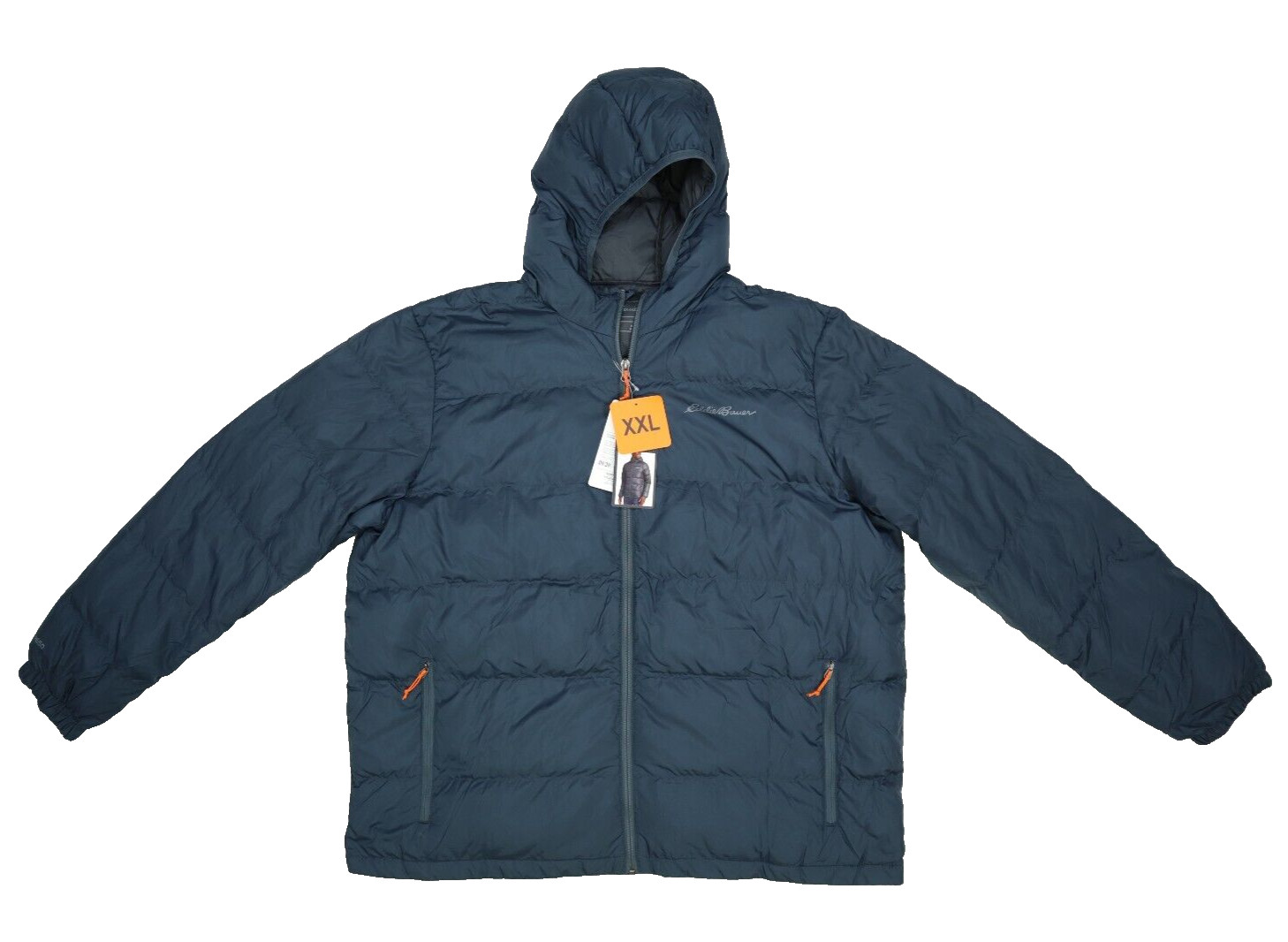 Eddie Bauer Wide Channel Hooded Down Jacket Full Zip Dark Gray Coat Mens 2XL