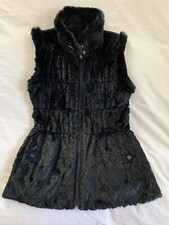 Jocelyn Rabbit Fur Reversible Vest Black Size Small Knit Back Wool Acrylic Blend