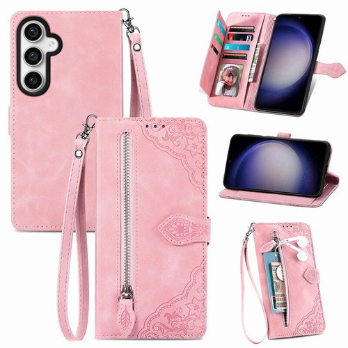 Zipper Leather For Samsung S24 S23 S22 Ultra S21 A56 A52 A35 Wallet Flip Cover - Picture 15 of 18