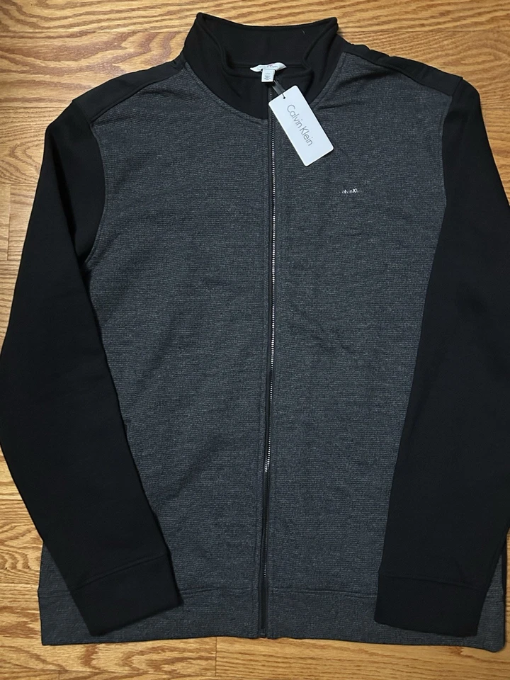 ¡NUEVO CON ETIQUETAS! Chaqueta de estilo de vida cadete con cremallera completa para hombre Calvin Klein negra L ¡AGOTADA! 40GO102 Foto 2 de 4