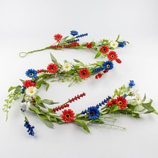 4th of July Garland 5 FT Patriotic Garland Red White and Blue Garlands with W...